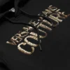 Sweat à capuche court avec logo en cristal