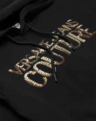 Sweat à capuche court avec logo en cristal