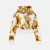 Sweat à capuche court en jersey de coton imprimé