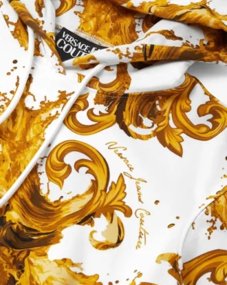 Sweat à capuche court en jersey de coton imprimé