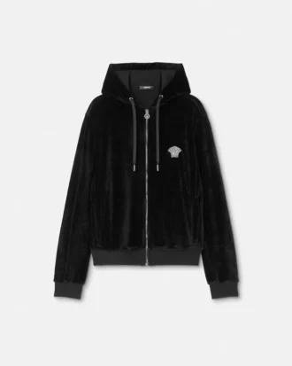 Sweat à capuche zippé brodé en chenille