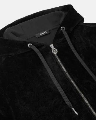 Sweat à capuche zippé brodé en chenille