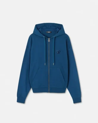 Sweat à capuche zippé en jersey de coton brodé