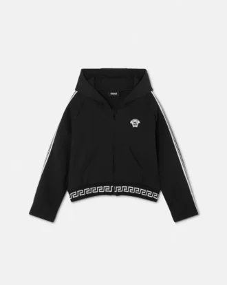 Sweat à capuche zippé en jersey de coton brodé pour enfant