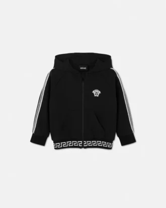 Sweat à capuche zippé en jersey de coton brodé pour enfant