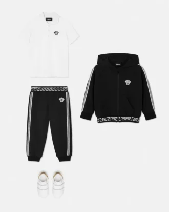 Sweat à capuche zippé en jersey de coton brodé pour enfant