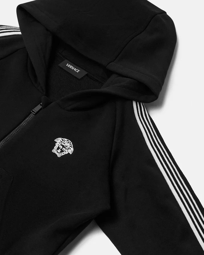 Sweat à capuche zippé en jersey de coton brodé pour enfant Sweat à capuche zippé en jersey de coton brodé pour enfant
