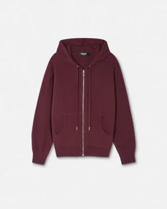 Sweat à capuche zippé en tricot de cachemire et laine