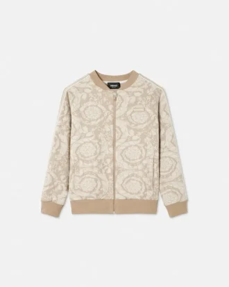 Sweat-shirt à capuche en jersey de coton jacquard pour enfants