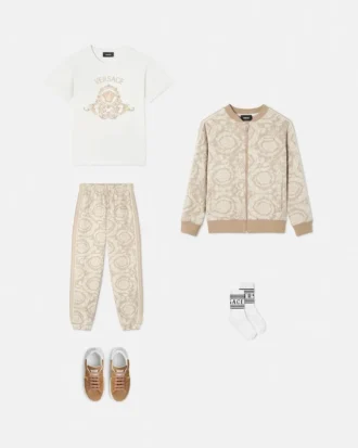 Sweat-shirt à capuche en jersey de coton jacquard pour enfants