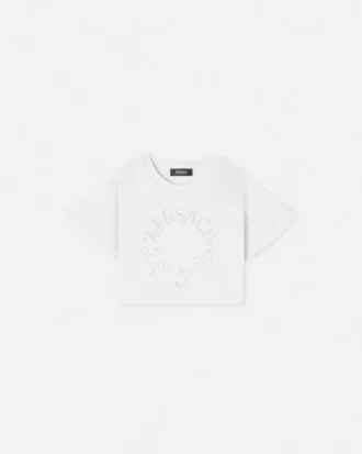 Sweat-shirt court en jersey de coton brodé pour enfant