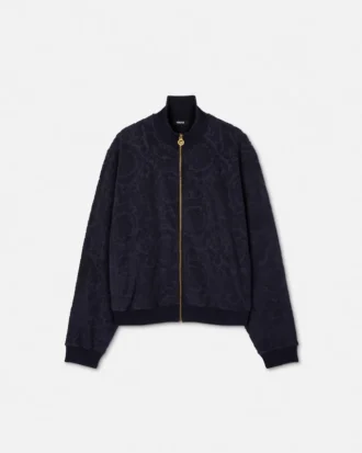 Sweat-shirt zippé en tissu éponge jacquard Barocco