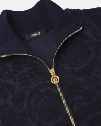 Sweat-shirt zippé en tissu éponge jacquard Barocco