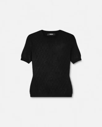 T-shirt ajusté en viscose stretch jacquard