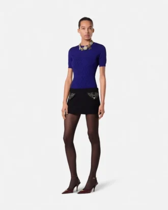 T-shirt ajusté en viscose stretch jacquard