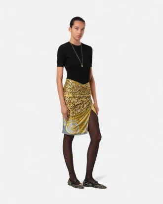T-shirt ajusté en viscose stretch jacquard