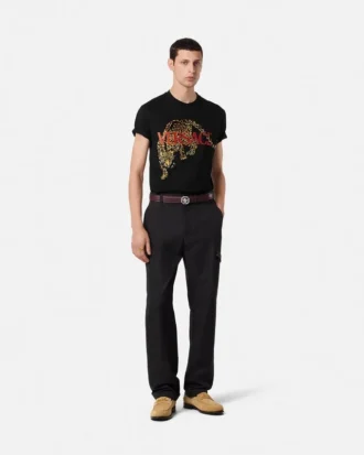 T-shirt brodé Versace Leopard