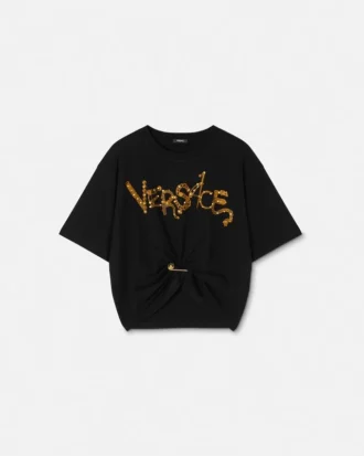 T-shirt court à épingles de sûreté cloutées T-shirt court à épingles de sûreté cloutées