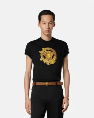 T-shirt slim en jersey de coton brodé