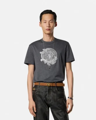 T-shirt slim en jersey de coton brodé