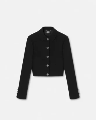 Veste courte en crêpe double laine