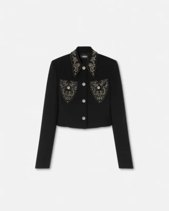 Veste courte en laine cloutée