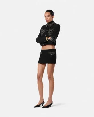 Veste courte en laine cloutée