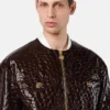 Veste en cuir verni effet croco Veste en cuir verni effet croco