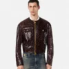 Veste en cuir verni effet croco Veste en cuir verni effet croco