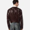 Veste en cuir verni effet croco Veste en cuir verni effet croco