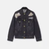 Veste trucker en denim à mailles métalliques