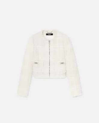Veste zippée en tweed de coton