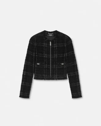 Veste zippée en tweed de coton