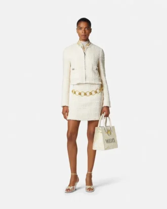 Veste zippée en tweed de coton