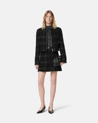 Veste zippée en tweed de coton